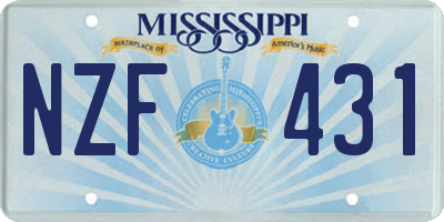 MS license plate NZF431