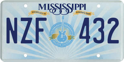 MS license plate NZF432