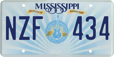 MS license plate NZF434