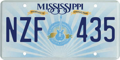 MS license plate NZF435