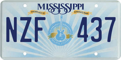 MS license plate NZF437