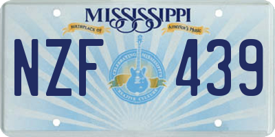 MS license plate NZF439