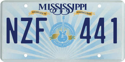 MS license plate NZF441