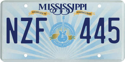 MS license plate NZF445