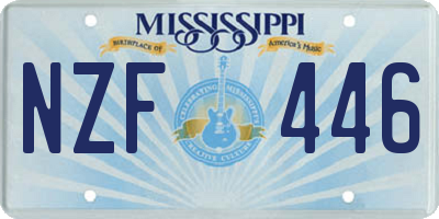 MS license plate NZF446