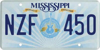 MS license plate NZF450