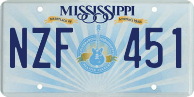 MS license plate NZF451