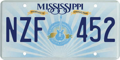 MS license plate NZF452