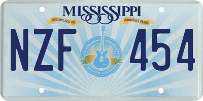 MS license plate NZF454
