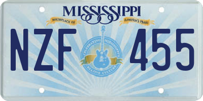 MS license plate NZF455