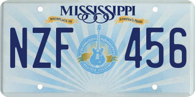 MS license plate NZF456