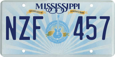 MS license plate NZF457