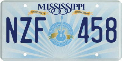 MS license plate NZF458