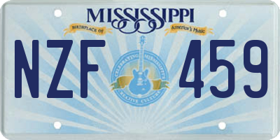 MS license plate NZF459
