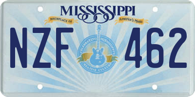 MS license plate NZF462