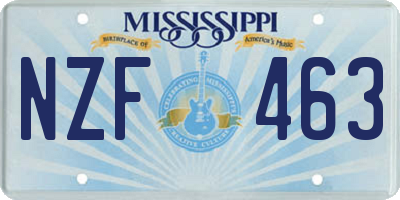 MS license plate NZF463
