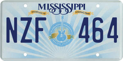 MS license plate NZF464