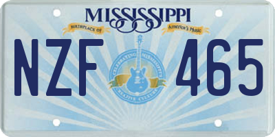 MS license plate NZF465