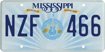 MS license plate NZF466