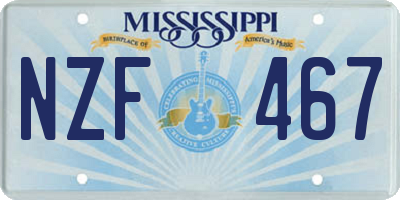 MS license plate NZF467