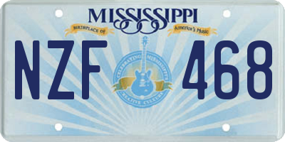 MS license plate NZF468