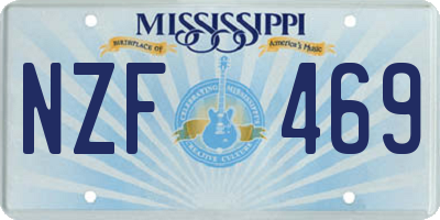MS license plate NZF469