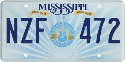 MS license plate NZF472