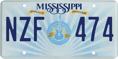 MS license plate NZF474