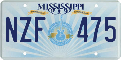 MS license plate NZF475