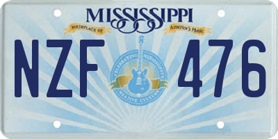 MS license plate NZF476