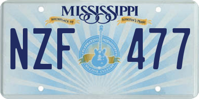 MS license plate NZF477