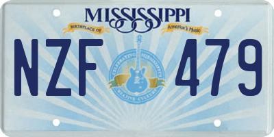 MS license plate NZF479