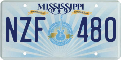 MS license plate NZF480