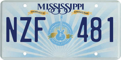 MS license plate NZF481