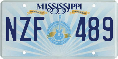 MS license plate NZF489