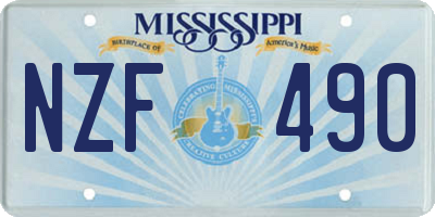 MS license plate NZF490