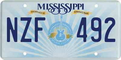 MS license plate NZF492