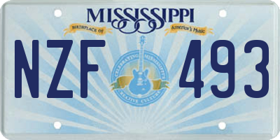 MS license plate NZF493