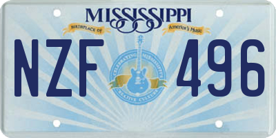 MS license plate NZF496