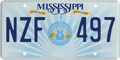 MS license plate NZF497