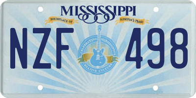 MS license plate NZF498