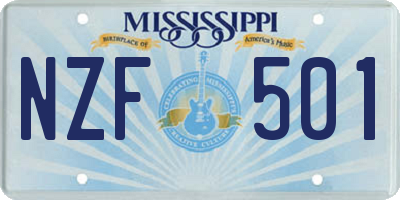 MS license plate NZF501