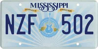 MS license plate NZF502