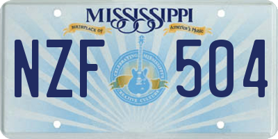 MS license plate NZF504
