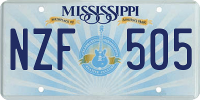 MS license plate NZF505