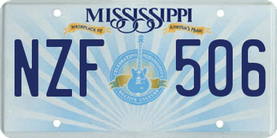 MS license plate NZF506