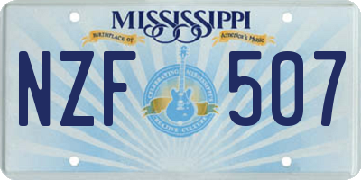 MS license plate NZF507