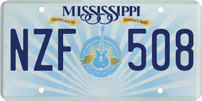 MS license plate NZF508