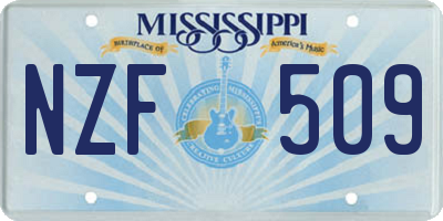 MS license plate NZF509