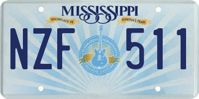 MS license plate NZF511